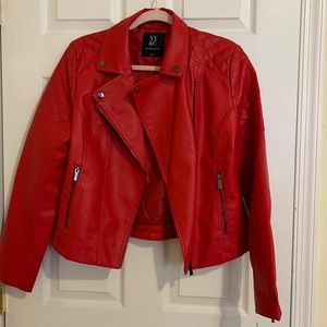 Red Faux Leather Jacket